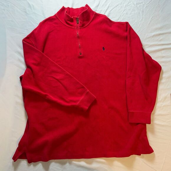 Polo Ralph Lauren Sweater 2XL XXL Red Pony Quarter Zip  VTG - Picture 1 of 6